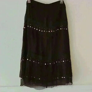 Spencer Jeremy brown skirt zippers up size 10 -100% silk